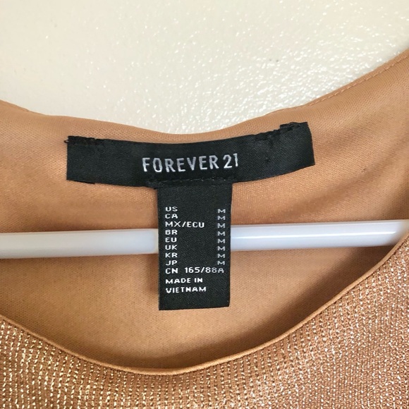 Forever 21 Gold Shimmer Ruched Side Slit Midi Dress NWOT - Picture 6 of 7